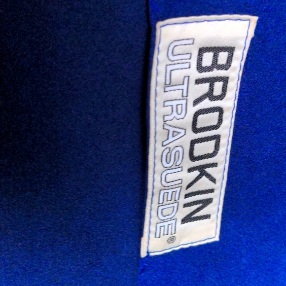 Vintage BRODKIN Ultrasuede Belted Trench Coat, Blue suede, size L - Picture 5 of 7